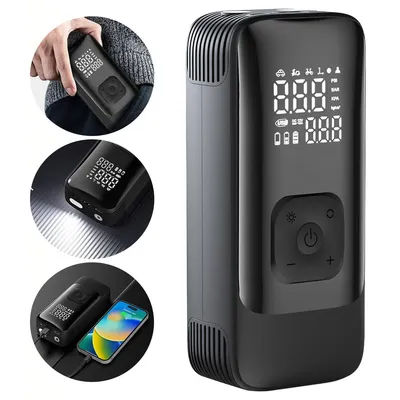 Produktbild von Kabelloser Reifenkompressor Auto – Akku, digitales Display, automatische Abschaltung, LED, 3-in-1 Adapter