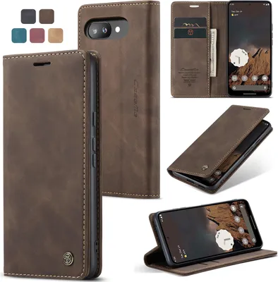 Produktbild von Caseme Handyhülle Leder Hülle Klapphülle Tasche Etui für Google Pixel 9a Dunkelbraun