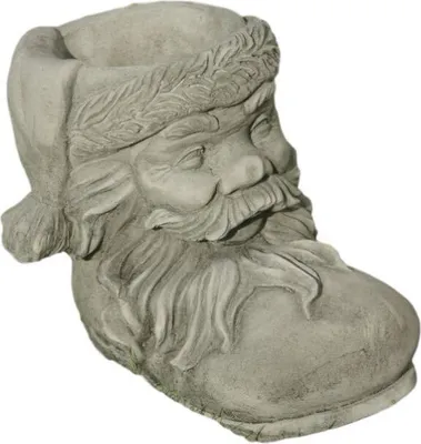 Produktbild von Steinfiguren Horn Weihnachtsstiefel zum Bepflanzen, das Material besteht aus Steinguss, Frostfest Witterungsbeständig und Neu, 19cm Höhe, 13cm Breite, 20cm Tiefe, ca 5kg, SU-2253