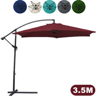 Image de Yakimz Parasol Parapluie 350cm - Parapluie, protection solaire, parasol de jardin - Rouge