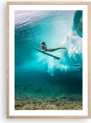 Produktbild von Gerahmtes Poster - Rahmen in heller Eiche - Surfen Unterwasser Frau - 50x70 cm - Wand Bild - Wanddeko - Wandbilder - Kunstposter - Wandposter - Bilderrahmen - Bilder - Kunstdruck - P2NPA50x70-4898
