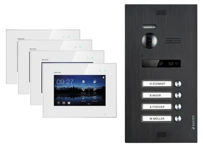 Produktbild von Videosprechanlage BALTER EVO 2-Draht BUS für 4-Familienhaus Weiß-Schwarz
