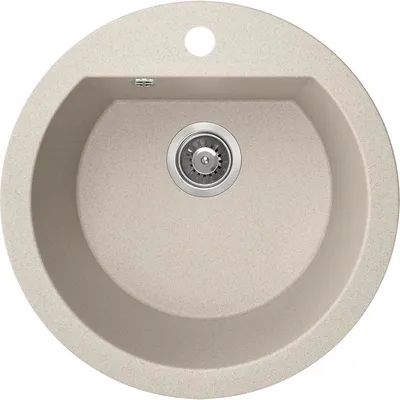Produktbild von BADLAND Spülbecken Granitspüle Einzelbecken Rund I Dafne 51x51 Beige | Siphon im SET!