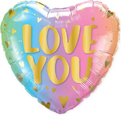 Produktbild von 18"/Ø45cm Herz Folienballon "Love You" Pastell Ombre