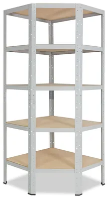 Produktbild von shelfplaza OFFICE 200x70x40 cm Eckregal in lichtgrau mit 5 Böden und 175 kg Traglast pro Boden