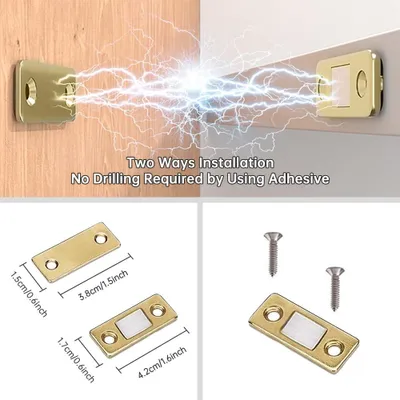 Produktbild von Famanu Türmagneten Set von 4 - Selbstklebend, Rostfreier Stahl für Möbel, Schiebetüren, Küche und Fenster
