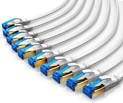 Zdjęcie produktu dla Kabel LAN Primewire, CAT 8, RJ-45 (Ethernet) (50 cm), płaski kabel krosowy CAT 8, płaski kabel sieciowy Gigabit 40 Gb/s – 0,5 m