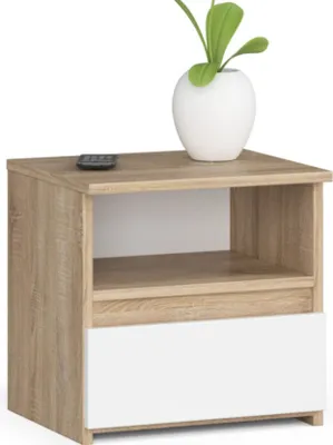 Produktbild von Kommode mit 1 Schublade Kommode Schlafzimmer Flur Wohnzimmer Organizer Kommode mit Schubladen 40 cm breit 40 cm hoch | sonoma-weiß Holz Highboard Sideboard Mehrzweckschrank Schrank schmal