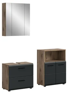 Produktbild von Bad Set Ice 3 | 3-teilig | Nox Oak / schwarz matt