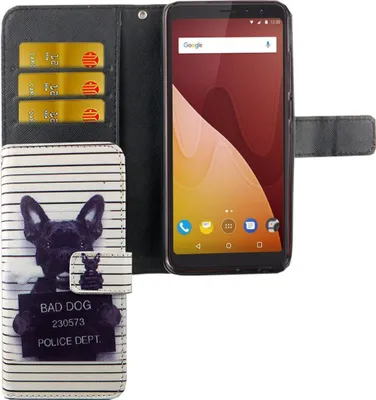 Produktbild von Handyhülle Tasche für Handy Wiko View Böser Hund Weiß