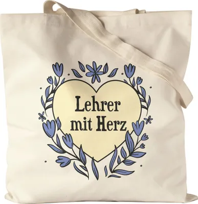 Produktbild von Lehrer mit Herz Jutebeutel Stoffbeutel Canvas  Geschenkidee Zum Danke Sagen Bester Lehrer