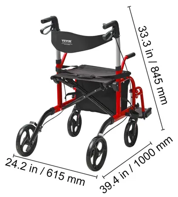 Obrázek produktu pro Chodítko - Lehká, skládací invalidní vozík - Skládací invalidní vozík - 2 v 1 - Chodítko a invalidní vozík