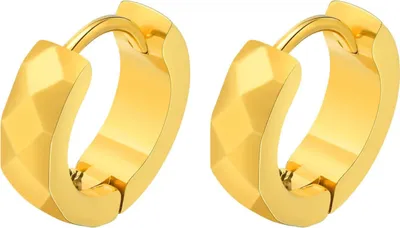 Produktbild von Herren Creolen Edelstahl Ohrringe mit Facetten Gold