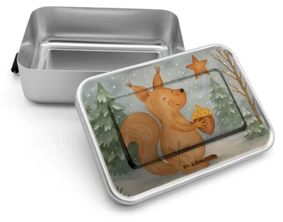 Produktbild von Mr. & Mrs. Panda Snackbox Eichhörnchen Weihnachten Design - Weiß - Geschenk, Butterbrotdose, Lunchdose, Guten Rutsch, Frohe, Lunchbox, Frühstücksbox, Vogel, Neujahr