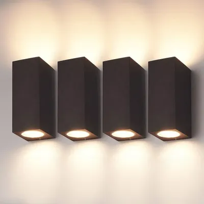 Produktbild von hoftronic LED Wandleuchte 4er Set dimmbar IP44 Schwarz GU10 Up & Down