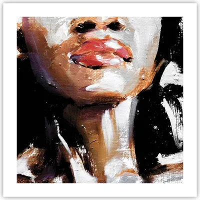 Produktbild von Poster - Poster ohne Rahmen - Öl Mund Frau - 50x50 cm - Wand Bild - Wanddeko - Wandbilder - Kunstposter - Wandposter - Bilder - Kunstdruck - Wanddekoration - Wandbild - P2XAC50x50-4724