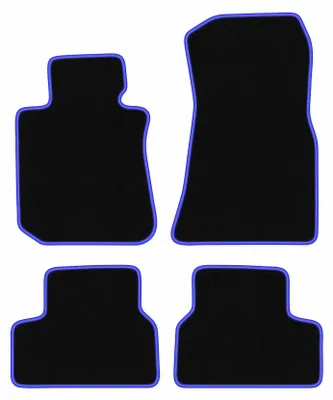 Produktbild von Fußmatten Automatten Velours Schwarz/Blau für BMW i4 G26 2021-2022 Set 4-tlg