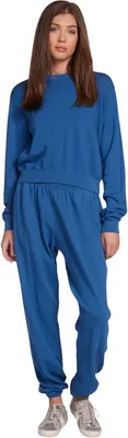 Imagen del producto de Ropa de estar elegante para mujer, conjunto de entrenamiento, chándal, conjunto de dos piezas para el hogar, ropa deportiva, color azul - Talla L