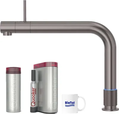 Produktbild von Quooker Wasserhahn Front Gunmetal & PRO3 Heißwasser & sprudelndes Wasser CUBE