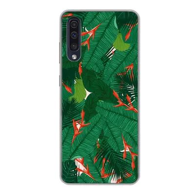 Produktbild von MuchoWow® Handyhülle Schutzhülle Hülle für Samsung Galaxy A50 Blumen - Blätter - Muster Silikon Softcase Handy Hülle - Mobiltelefonhülle