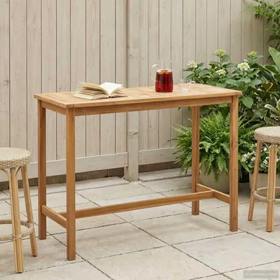 Produktbild von Bartisch Natur 150 x 75 x 105 cm Massivholz Teak - Gartentische DE1331