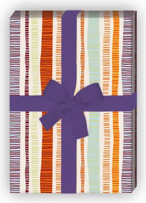 Produktbild von Modernes Doodle Streifen Geschenkpapier, orange mint - G11465, 32 x 48cm