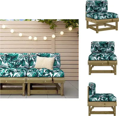 Produktbild von vidaXL Mittelsofa mit Kissen Kiefernholz Imprägniert -  Gartensofaelemente