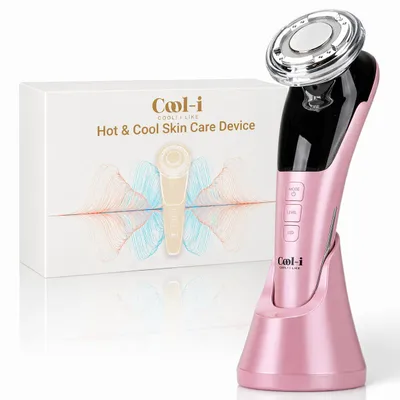 Produktbild von COOL-i® 5-in-1 Beautygerät – Für ergänzende Gesichtspflege mit EMS, Licht-, Wärme- & Kühlfunktion – Kabellos & kompakt für Zuhause (Rose)
