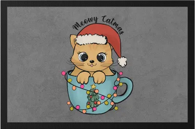 Produktbild von Meowy Catmas Fußmatte Geschenkidee Katzen-Fans Süßes Motiv für Weihnachten für Katzenmamas und Katzenpapas