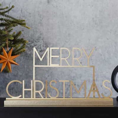 Produktbild von Goldener Merry Christmas Aufsteller