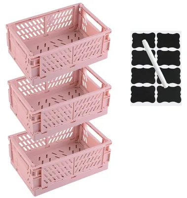 Obrázok produktu pre Omgoods – Súprava 3 skladacích úložných boxov – ružová, 25 x 15 x 10 cm