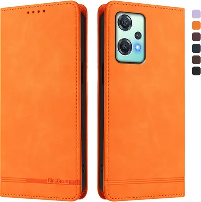 Produktbild von Hülle für OnePlus Nord CE 2 Lite 5G/Nord 2 Lite, Retro Kunstleder Ständer Klapphülle mit Kartenfächer und Magnetische Orange