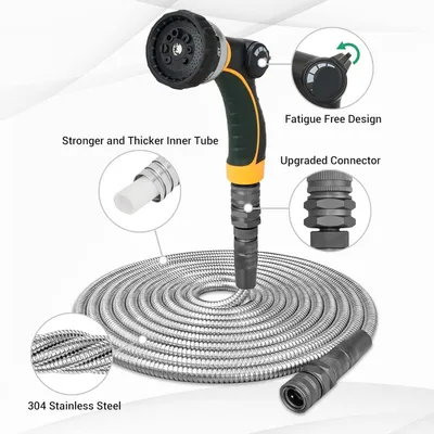 Immagine prodotto di Tubo da giardino - Tubo da giardino estensibile - Tubo flessibile per l'acqua - 30 metri - Argento
