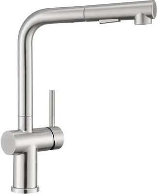 Productafbeelding van Ibenzoa® Keukenmengkraan van roestvrij staal 304 (geborsteld) – uittrekbare douche, 2 straalstanden, 360° draaibaar, keramische cartridge, uitloop 296 mm, hoogte 334 mm, boorgatdiameter 33–38 mm
