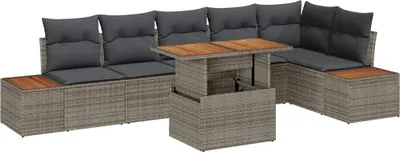 Obrázok produktu pre vidaXL Záhradná sedacia súprava s úložným priestorom 7 ks Grey Poly Rattan