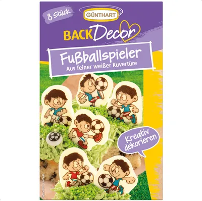 Produktbild von BackDecor 8 Schoko Fußballer, aus weißer Schokolade