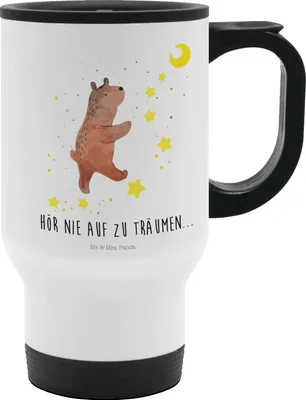 Produktbild von Mr. & Mrs. Panda Kaffeebecher To Go Bär Träume - Weiß - Geschenk, Träumen, thermosbecher, To-Go-Becher, Isolierbecher Edelstahl, Traum, Thermobecher, Kaffee-Thermobecher
