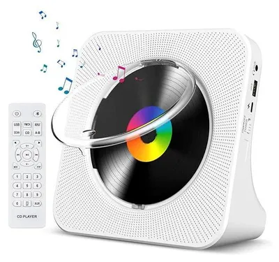 Obrázek produktu pro Stolní CD přehrávač s Bluetooth, nástěnný CD přehrávač, vestavěné HiFi reproduktory, přenosný s LED displejem, domácí audio boombox, FM rádio, USB typu C, MP3 hudební přehrávač