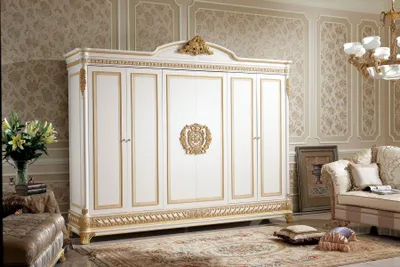 Produktbild von Kleiderschrank Schlafzimmer Holz Schrank Antik Stil Barock Rokoko Schränke E62