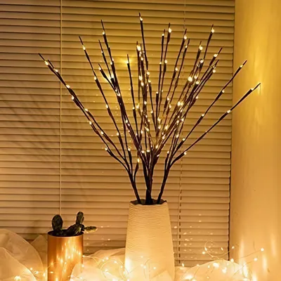 Produktbild von 3er Set LED Dekolampe, Lichtzweige Warmweiß Batteriebetrieben, Tischdeko für Wohnzimmer Schlafzimmer, Vase Party Dekolicht Innen, Weihnachtsdeko
