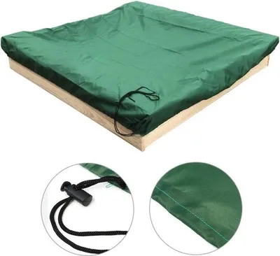 Produktbild von Sandkastenabdeckung, 180 x 180 x 20 cm, für Kinder, kleine quadratische grüne wasserdichte Badedecke mit Kordelzug, 210D Oxford-Gewebe
