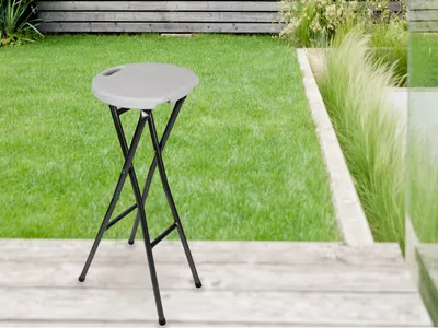 Obrázok produktu pre Barová stolička Perel, rukoväť, vysoká, skladacia, odolná voči poveternostným vplyvom, max. 150 kg, biela