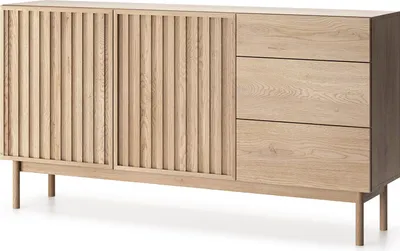 Obrázek produktu pro Příborník Saori S2D3S Komoda 159X84X37 cm 2 dvířka 3 zásuvky dub cremona
