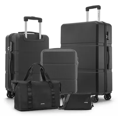 Image de Valise rigide - Vert foncé - Coffret 5 pièces - 20/24/28 pouces - ABS - Ensemble de valises de voyage