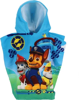 Imagen del producto de Toalla tipo poncho de microfibra, Nickelodeon Paw Patrol. Accesorio de alta calidad
