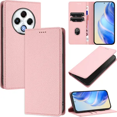 Produktbild von Litchi Leder Handyhülle für Tecno Spark 30 4G Wallet Kartenfächer Standfunktion Hülle Pink