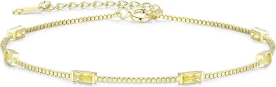 Image de LOUISA SECRET Bracelet Femme Pendentif Zirconia Double Chaîne 925 Argent Or Réglable