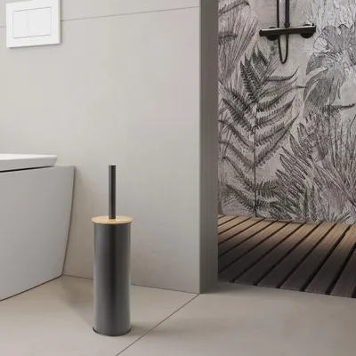 Immagine prodotto di Spazzola KENTA per WC in piedi, nero opaco/bambù