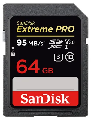 Produktbild von SANDISK Extreme PRO UHS-I, SDHC SDHC Speicherkarte, 64 GB, 95 MB/s
