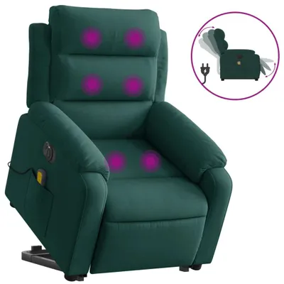 Image de Fauteuil inclinable de massage électrique vert foncé velours